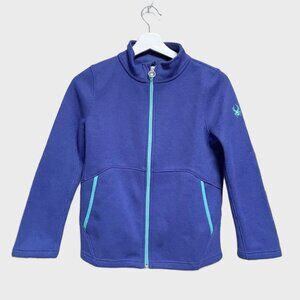 Spyder Kids Full Zip Fleece Jacket Blue Size L 14/16 Warm Ski Layer